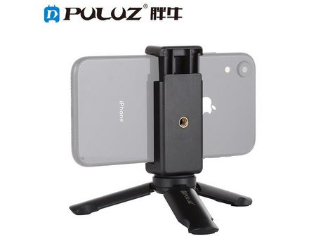 Soporte Puluz Plegable Portátil Trípode Abrazadera Teléfono Universal Teléfonos Plástico Negro