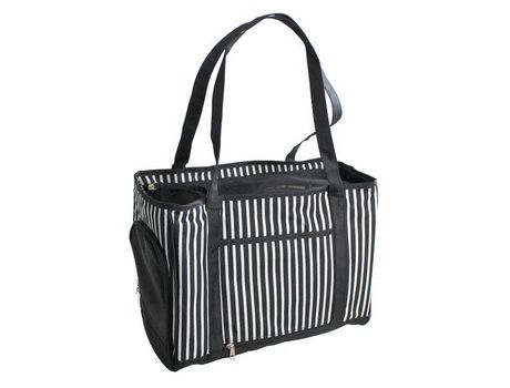Bolso transportin para perros y gatos YATEK con malla protectora interior y apertura lateral de color blanco y negro