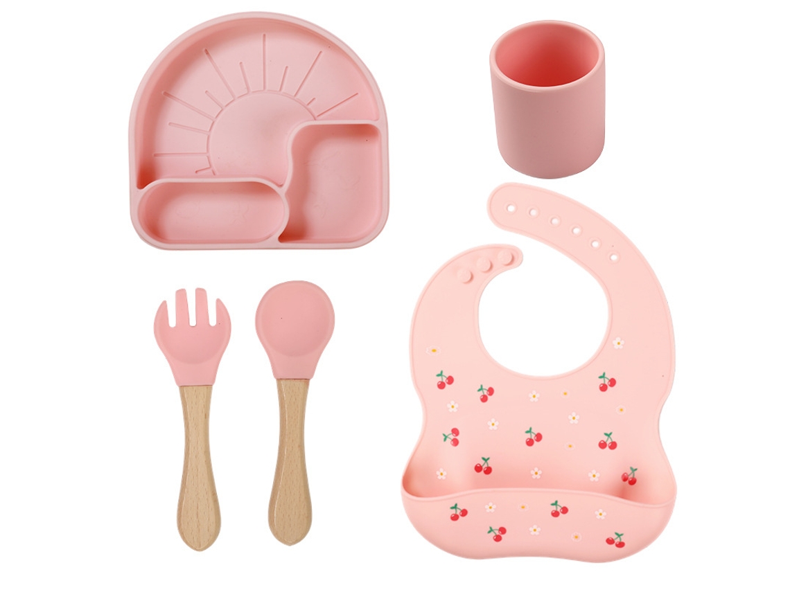 Conjunto De Louça Infantil/para Bebês Yuysan Em Silicone, 5 Peçasty605c