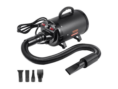 Secador para perros de 2000 W, secador para el cuidado de mascotas, velocidad ajustable con 4 boquillas, color negro VEVOR
