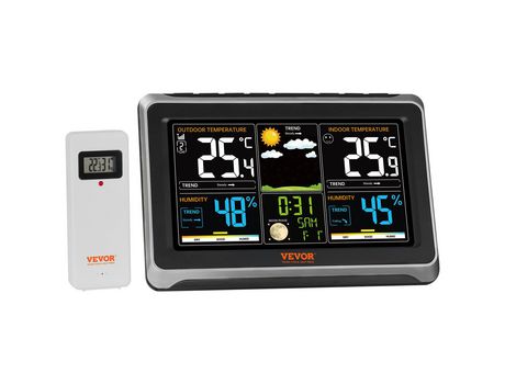 Estación Meteorológica Inalámbrica 7 en 1 con Reloj Atómico con Sensor y Pantalla a Color de 7,5 Pulgadas VEVOR