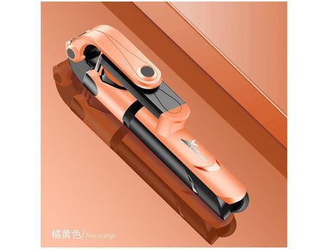 Palo de Selfie Trípode Extensible Rotación Disparador Monopie Plegable Live Bluetooth Naranja