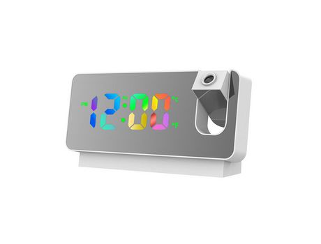 Reloj despertador de proyección multifuncional, reloj Led grande y colorido, color blanco