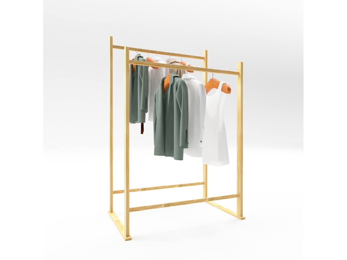 Perchero burro Marieham 2 barras pino 122x80x50cm - Natural [EN.CASA]
