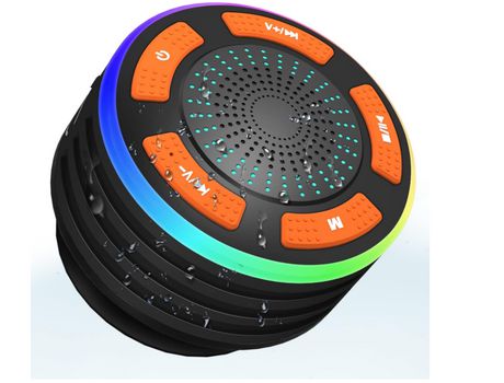 Altavoz portátil Altavoces Luces Led Colores Radio Fm Ventosas Hogar Viajes CHRONUS Bluetooth Negro