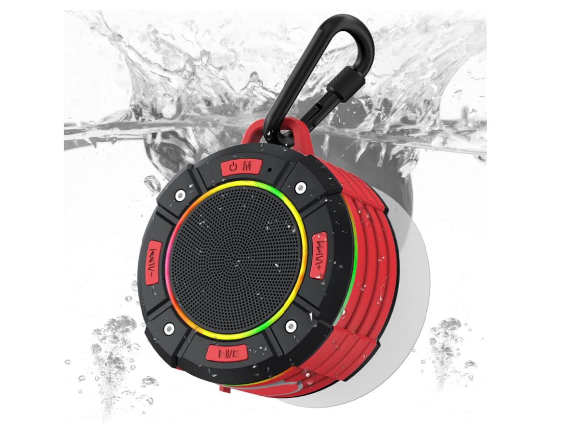 Altavoz portátil Altavoz Altavoces Ducha Portátiles Impermeables Luces Led Estéreo Mah Inalámbricos CHRONUS Bluetooth Negro