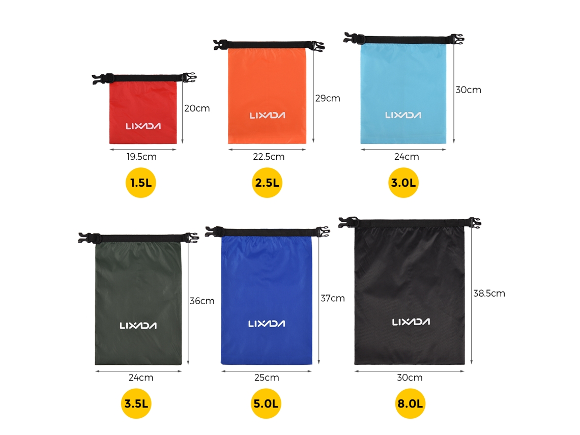 Lixada 6 Sacolas Secas Impermeáveis Para Drifting Kayak Canoagem Praia Armazenamento Outdoor