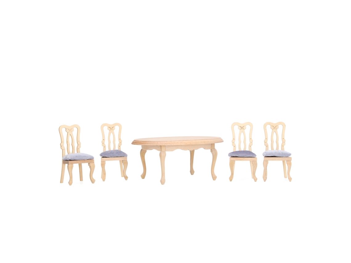 Juego De Mesa Y Sillas En Miniatura 1:12 Para Casa De Muñecas - Madera Decorativa