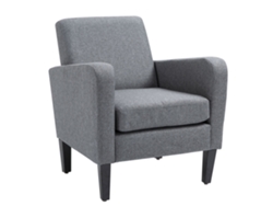 Sillón Reclinable, Lino Gris Claro, Estructura De Madera.