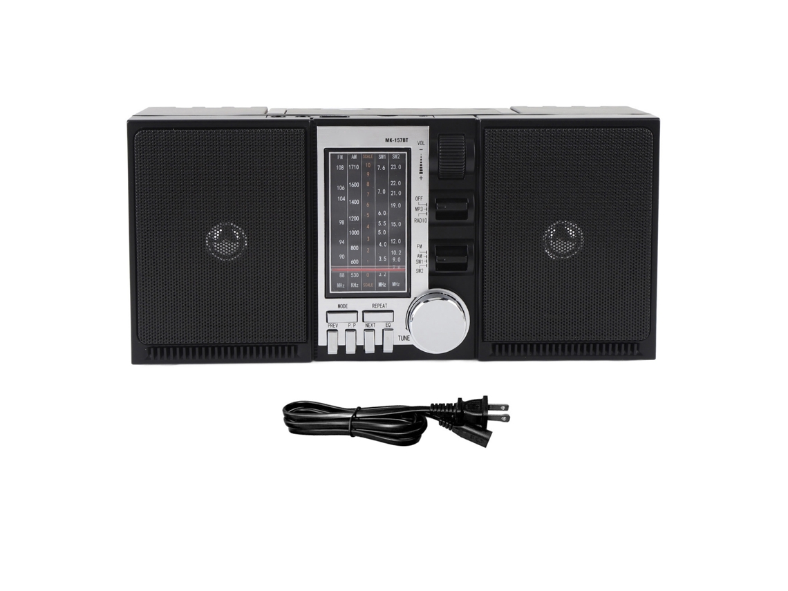 Radio Portátil Am/fm/sw Con Altavoz Bluetooth, Batería Recargable De 2400 Mah, Enchufe Estadounidense.
