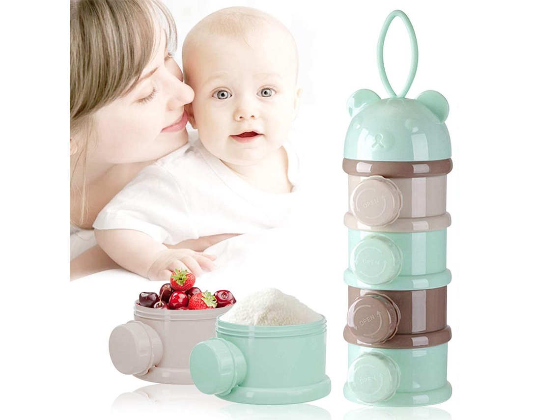 Dispensador Portátil De Leche En Polvo Para Bebés De 4 Capas, Recipiente De Almacenamiento Para Viajes, Verde Claro, Morado Claro