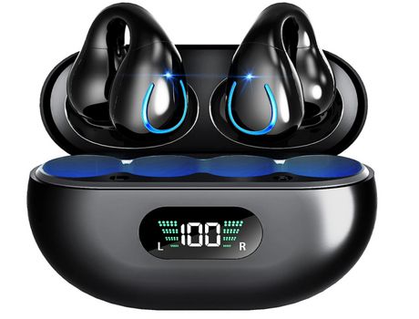 Earbuds Clip La Oreja Controladores Mm Inalámbricos Estéreo Graves Profundos BISBISOUS Bluetooth Negro