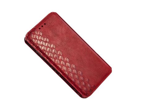 Carcasa Folio para iPhone 14 Pro ELKUAIE Piel Sintética Rojo