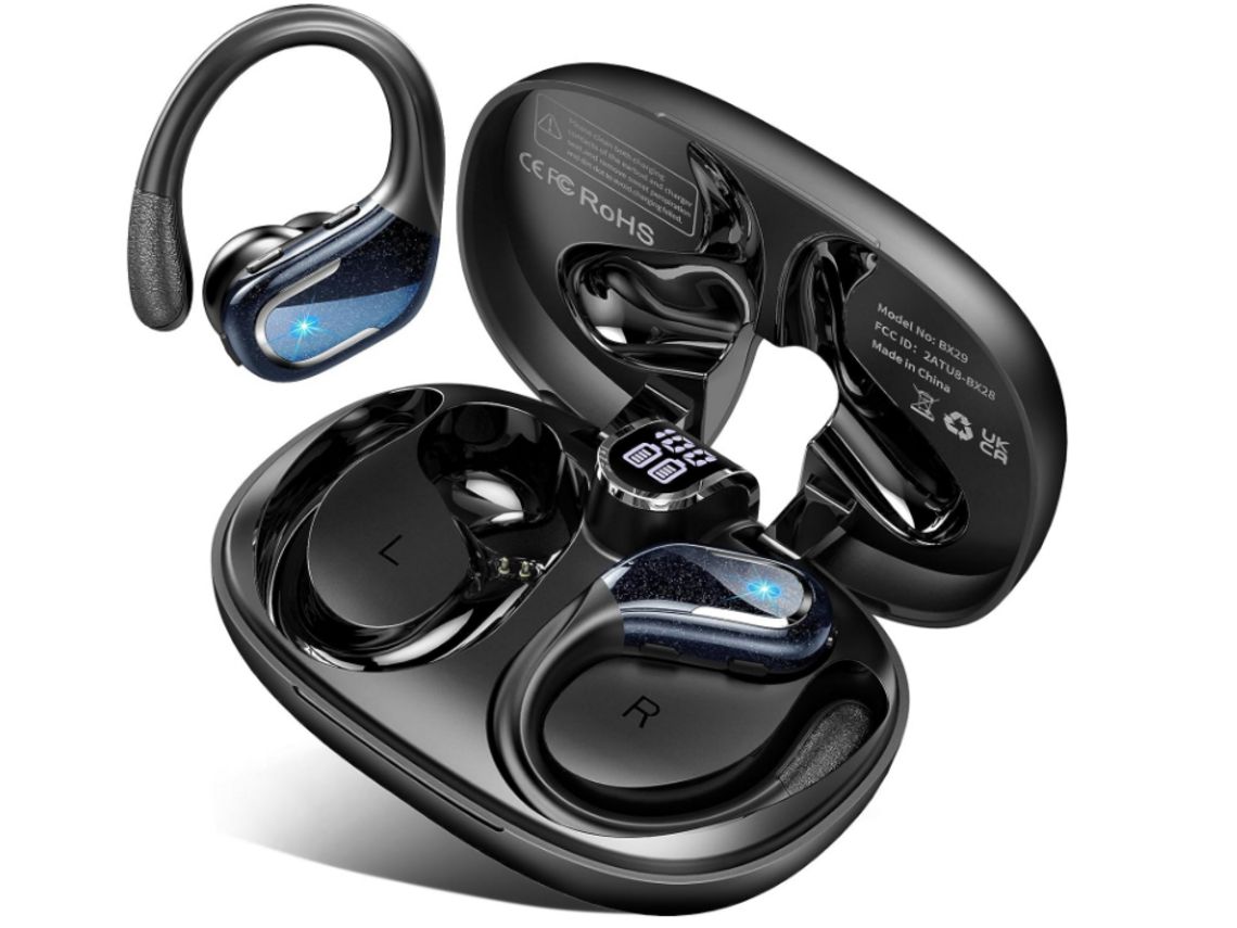 Auriculares deportivos ultraligeros Bluetooth 5.3, auriculares inalámbricos  con pantalla LED dual 30 horas de reproducción, auriculares inalámbricos