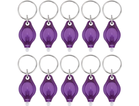 Paquete de 10 mini llaveros LED con luz ultravioleta, linterna, llavero, luces, pasaporte, ID, verificador, color morado