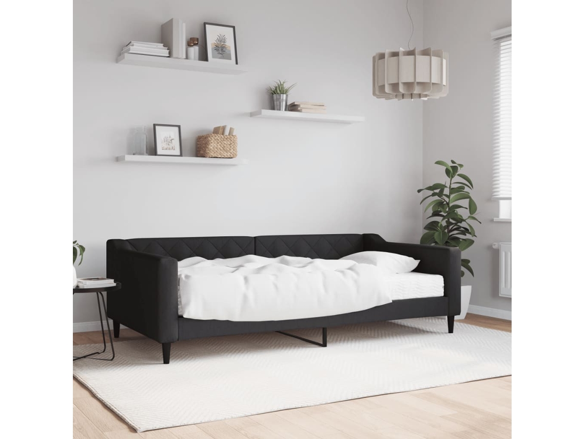 Sofá Cama Con Colchón Tela Negro 100x200 Cm