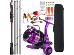 Caña Y Carrete De Spinning Fibra Carbono 1,8/2,1 M, Potencia Freno Máxima 8 Kg, Ideal Para La Pesca Lubina,...