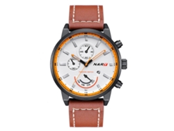 Reloj De Pulsera Para Hombre De Cuero Pu Con Dial Redondo Y Calendario De Quartzo (marrón)