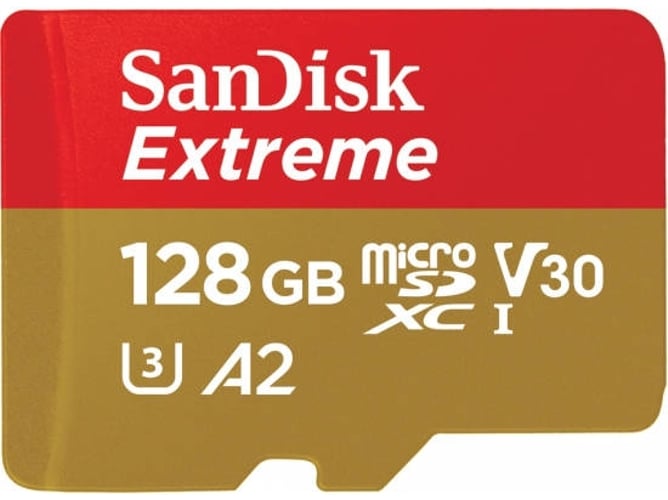 Extreme microSDXC 128GB + SD Adapter + Rescue Pro Deluxe 160MB/s A2 C10 V30 UHS-I U3 Sandisk