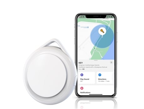 ELKUAIE Buscador de llaves, funciona con Apple Find My (solo iOS), batería reemplazable, modo perdido, rastreador GPS para niños, equipaje, billete...