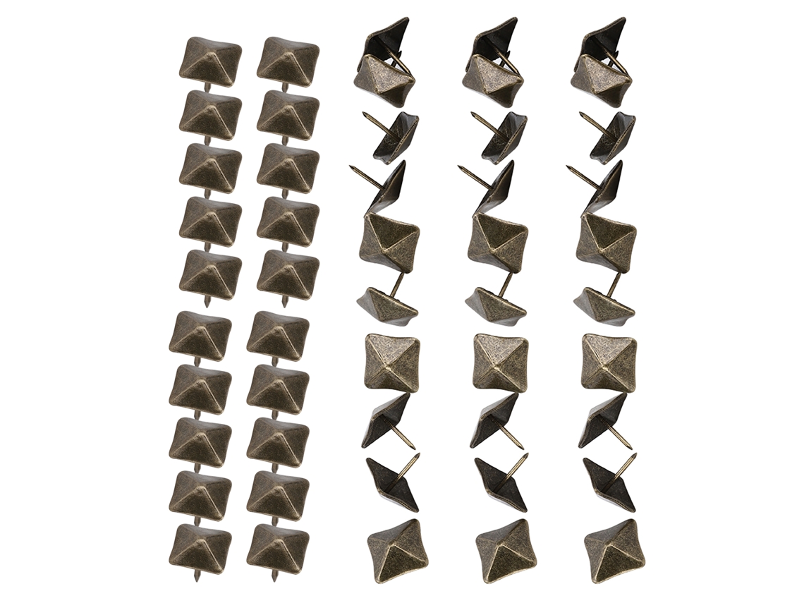 Juego de 50 clavos de hierro para asientos de puertas, color bronce cian, 19x20 mm, estilo retro.
