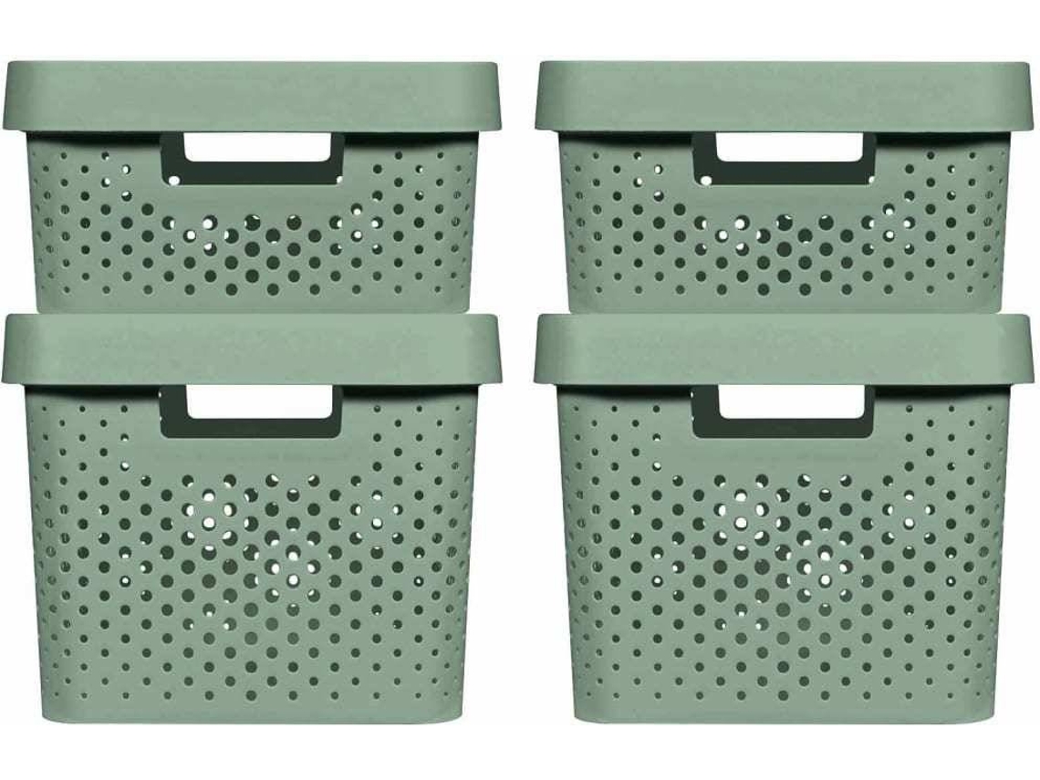 Curver Cajas de almacenaje con tapa Infinity 4 piezas verde 11L+17L