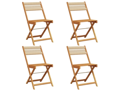 Conjunto 4 Silla De Jardín VIDAXL Beige Madera