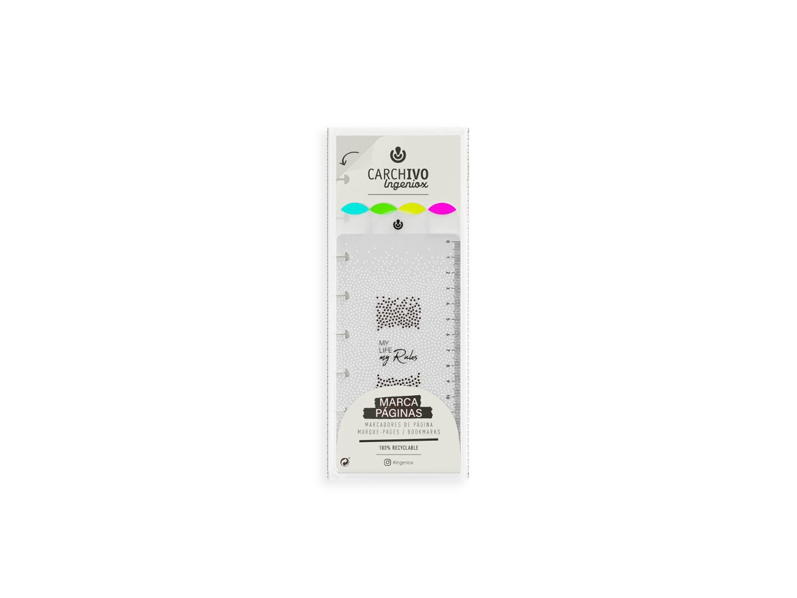 Marcador de Página para Cuaderno INGENIOX PP Transparente/Neón con 4 Unidades 66164299