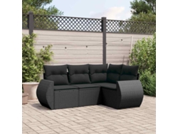 Conjunto de sofás de jardín de 4 piezas DKD Home Decor con cojines de mimbre negros
