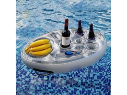 Soporte inflable para bebidas de piscina, mesa flotante con 8 agujeros, portátil