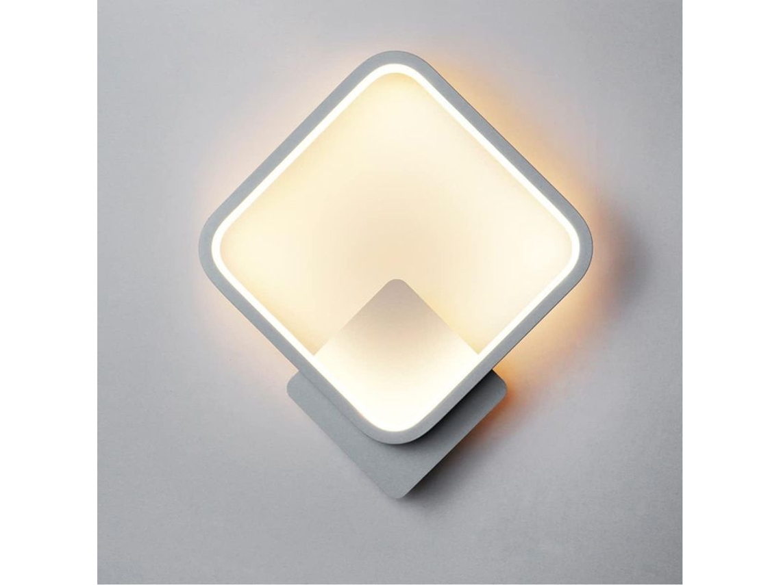 Lámpara De Pared Led Cuadrada Blanca De 12 W Con 3 Modos De Luz, Ra≥85 Para Uso En Interiores.