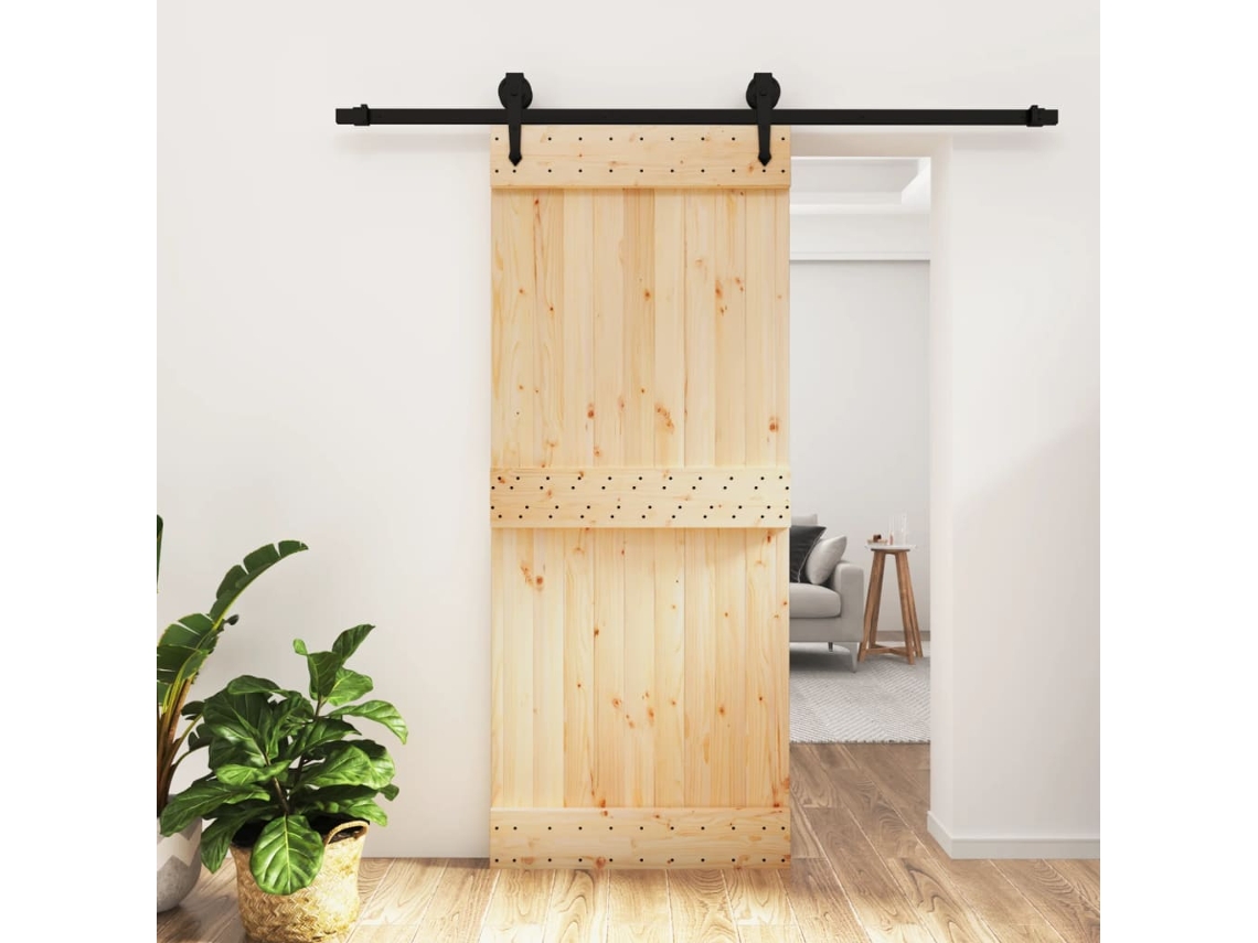 Puerta corrediza | Puerta corredera con herrajes 85x210 cm madera maciza de pino Wsd147002 Lovely Home