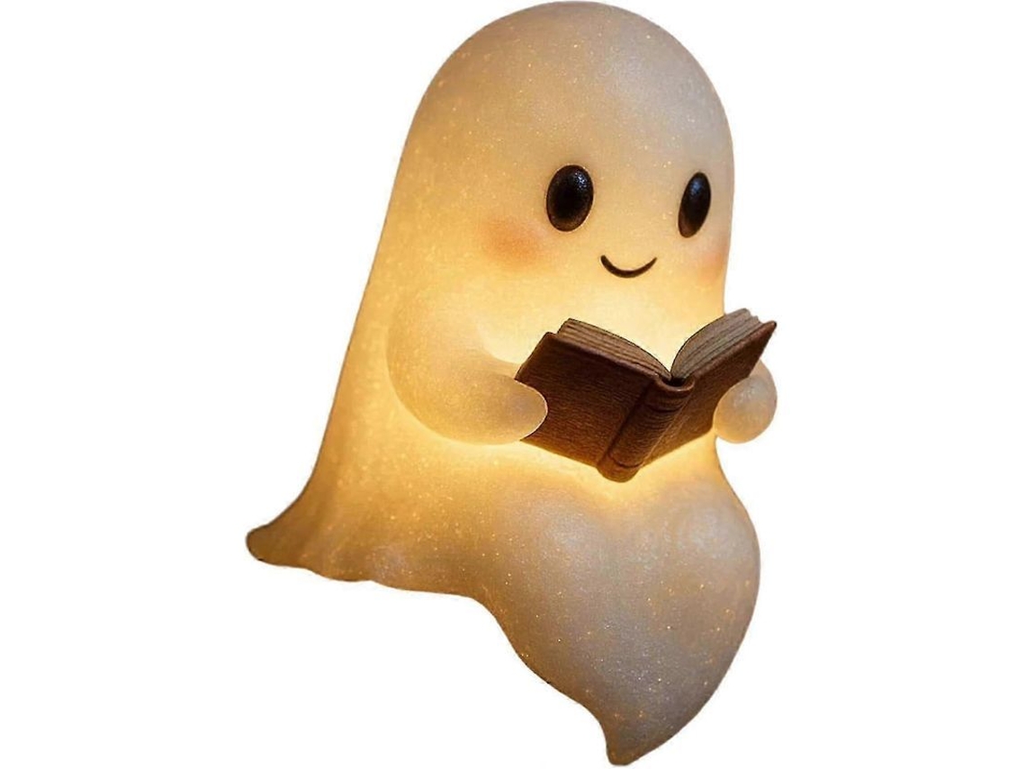 Lámpara Con Forma De Fantasma Leyendo Un Libro, Luz Cálida De Halloween, Decoración Para Repisa De Chimenea De 15 Cm.