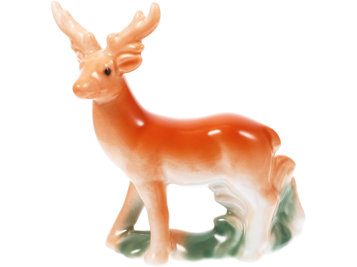 Figura Ciervo Cerámica Hecha Pequeño Animal Decorativo Estar Comedor Bordes Suaves Agradable Tacto Único