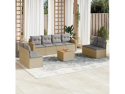 Conjunto de sofá de jardín de 9 piezas con cojines en mimbre beige mixto de DKD Home Decor