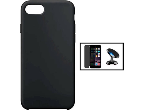 Kit Carcasa + Protector de Pantalla Privacidad + Soporte iPhone SE 2022 G4M Negro