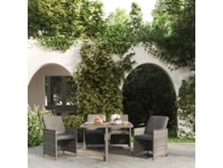 5 Pcs Conjunto Jantar P/ Jardim C/ Almofadões Vime Pe Cinzento Dkd Decoración Del Hogar