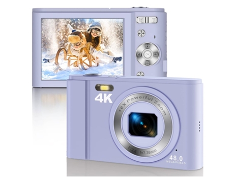 Cámara Digital Infantil Compacta Dc303 4K 48Mp con Enfoque Automático Zoom 16X 2 8 Pulgadas - Exposición Morada VIGA EUROPE