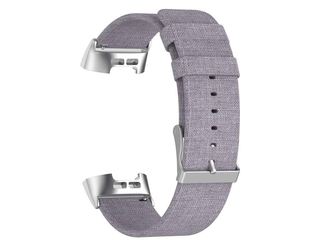 Correa De Pulsera Inteligente (lona De Nylon Tejido Duradero) Para Fitbit Charge3 Gris
