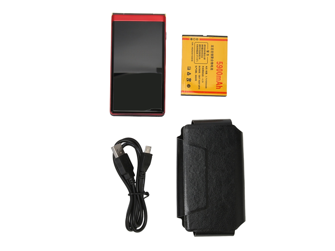 Telefone Flip Para Idosos Com Tela 3in Botões Grandes Lanterna Alto Falante Bateria 5900mah Vermelho