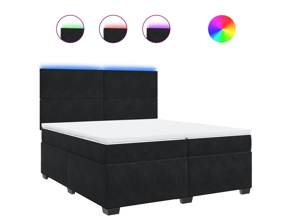 Maison Exclusive - Cama Box Spring Con Colchón Terciopelo Negro 200x200 Cm