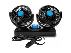 JEIIBRZUI Ventilador Coche 12V Cabezales giratorios duales silenciosos 360 grados giratorios 2 velocidades Coche doble ajustable con encendedor