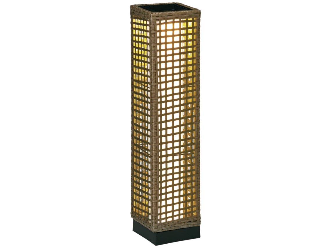 Lámpara Solar Led De Ratán Para Exteriores, Automática, 15,5 X 15,5 X 69 Cm, Color Arena.