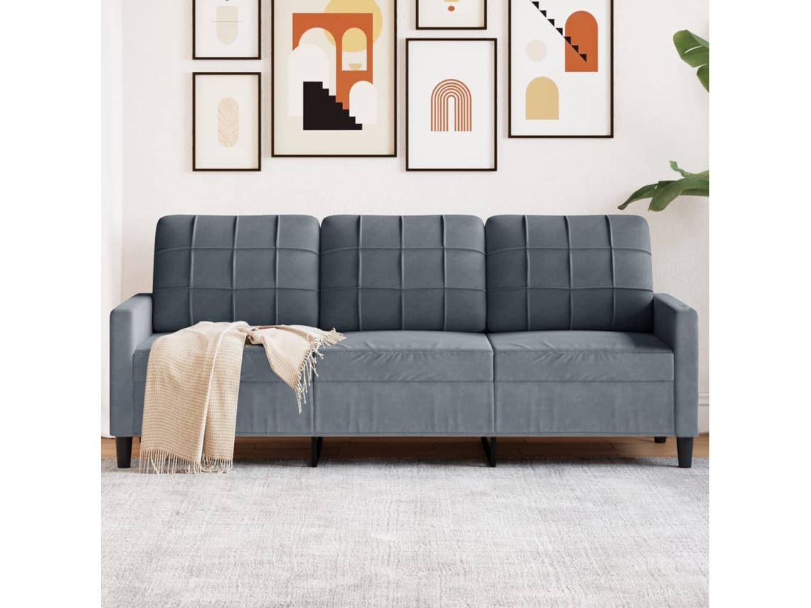 Sofá de 3 plazas HARLANV1 con terciopelo gris oscuro, 180 cm