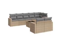 Conjunto 9 de sofás de jardín VIDAXL con cojines ratán sintético beige