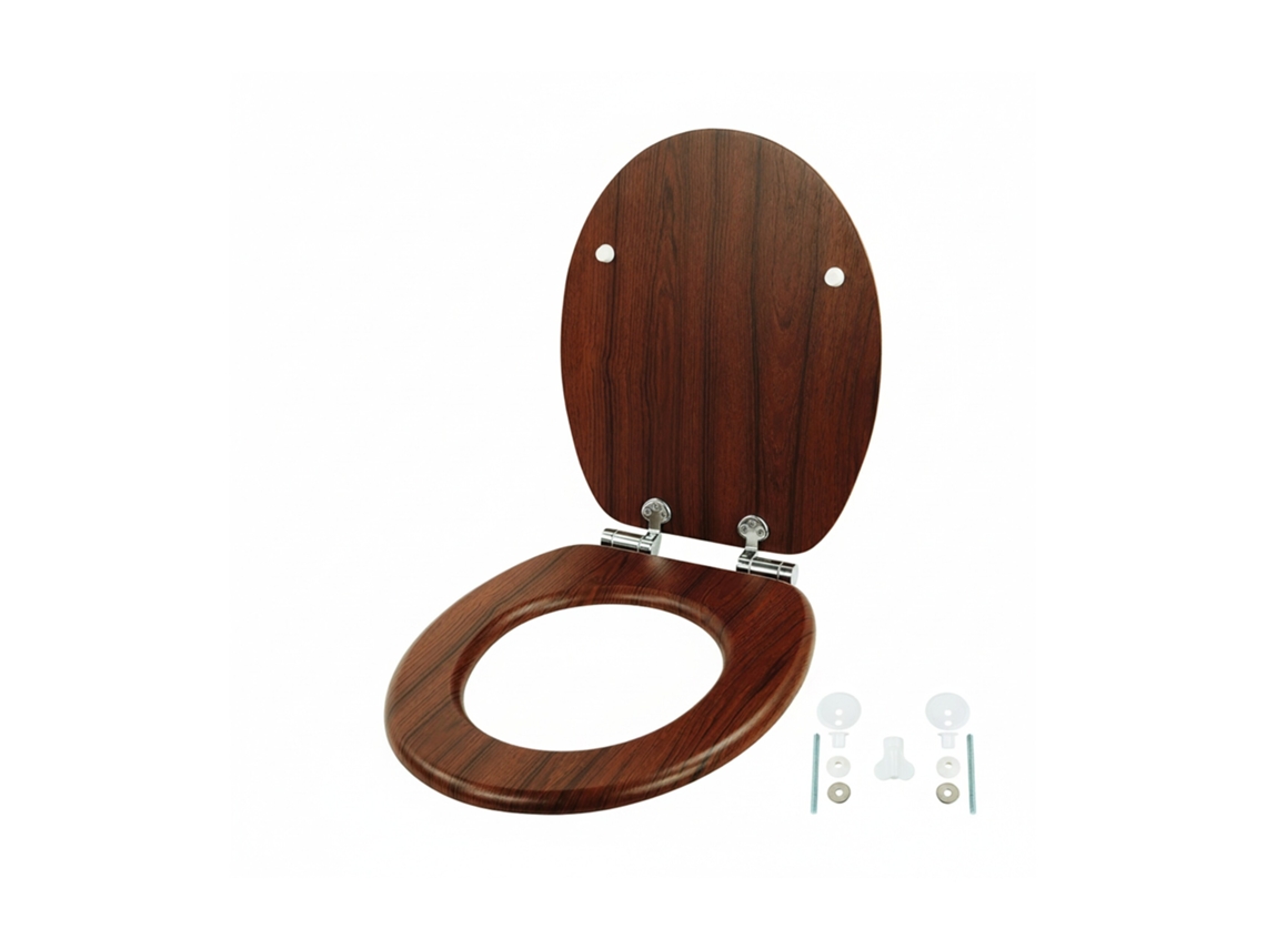 Tampa De Sanita Relaxdays, Fecho Suave Duplo, 37,5 X 43,5 Cm, Mdf, 150 Kg, Assento Oval, Castanho Escuro