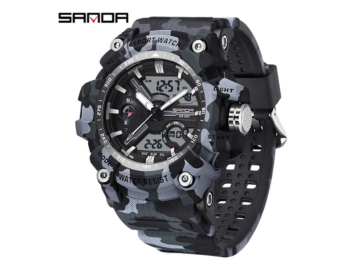 Reloj Despertador Electrónico Multifuncional De Moda (camuflaje Blanco Y Negro) Con Acabado Luminoso, Resistente Al Agua Y A Los Golpes.