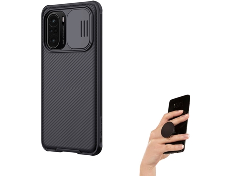 Carcasa Xiaomi Poco F3 PHONESHIELD Camshield y Popsocket Negro