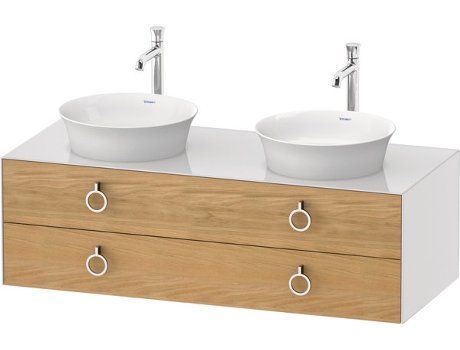DURAVIT Tulip blanco, mueble de baño colgado en la pared, ancho 1300 x profundidad 550mm, con 2 cajones, con tirador, WT4993B