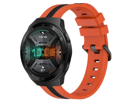 Correa de reloj inteligente para Huawei Watch GT 2E 22 mm Correa de reloj de silicona vertical de dos colores (naranja + negro)